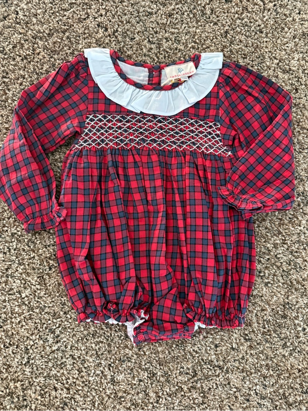 NWT Smockingbird Plaid Long Sleeve Bubble- Size 24mos.